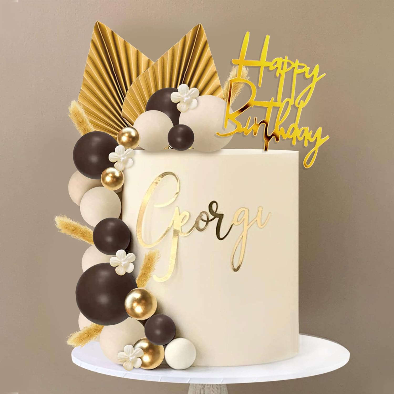 29 piezas de decoración de pasteles de flores bohemias para bodas, baby shower, niños y niñas, suministros de fiesta temática de cumpleaños (marrón