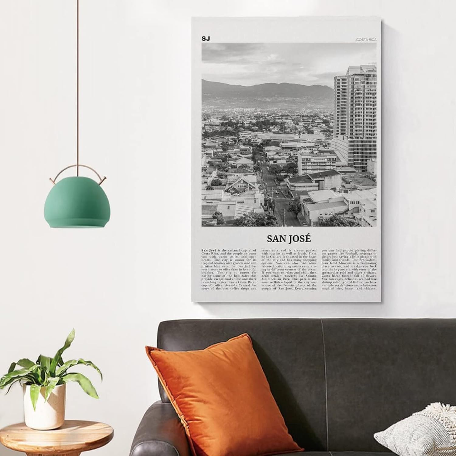 Impresión de San José en blanco y negro de Costa Rica, arte de pared de San José, póster de San José, foto de San José, póster artístico en lienzo