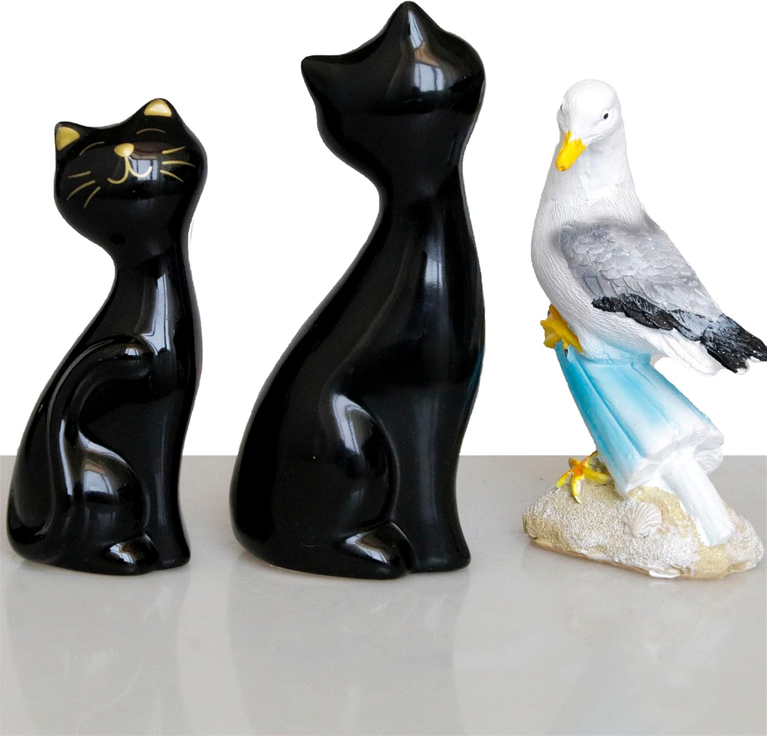Wisifayardin 2 figuras y estatuas de gato negro para decoración del hogar, figura de gato negro para amantes de los gatos
