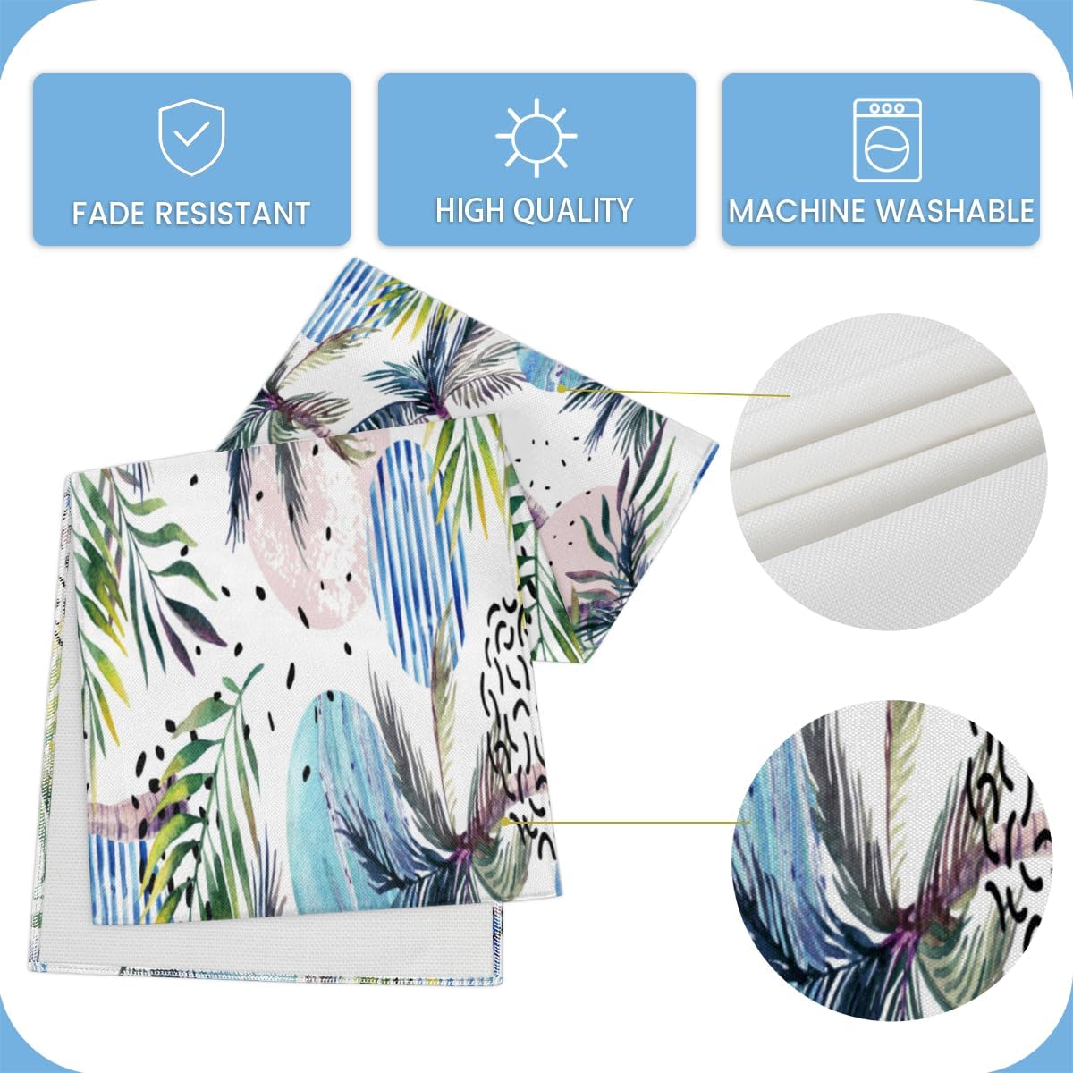Table Runner Watercolor Beach Coconut Tree, Rustic Linen Table Cloth for Farmhouse Kitchen, Dinner, Events, Party, Holiday Table Decor 13 x 60 Inches