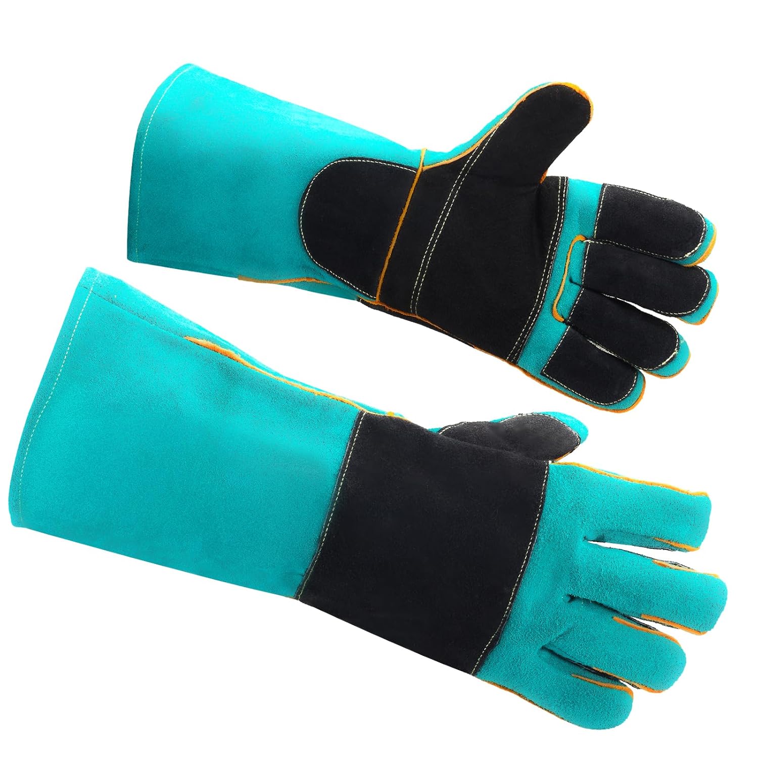 Guantes de manipulación de animales, a prueba de mordeduras, doble acolchado reforzado de cuero para perro, gato y gato, manejo de pájaros, guantes