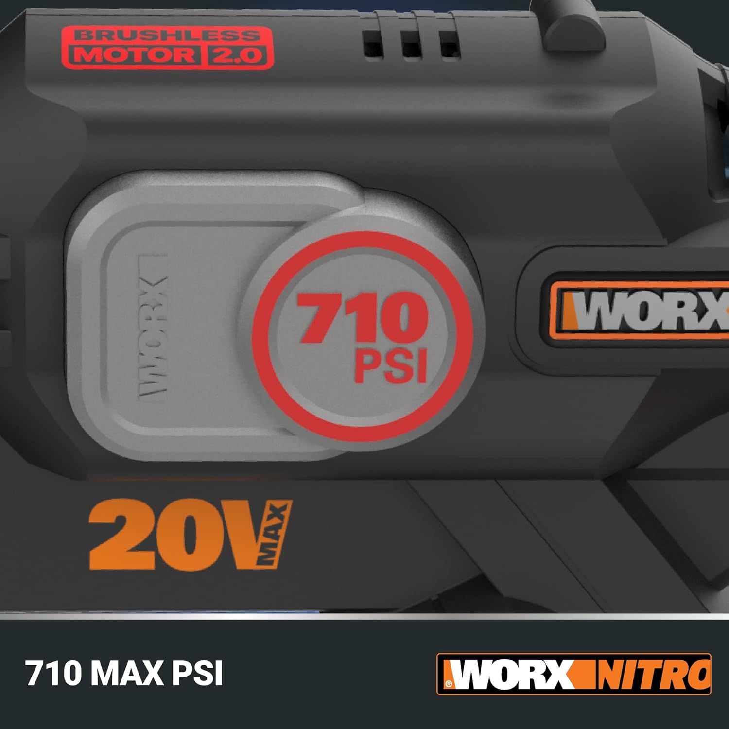 Worx Nitro Hydroshot – Lavadora a presión eléctrica de 20 V 710 PSI con motor sin escobillas inalámbrica, ligera, 5 en 1, limpiador de energía