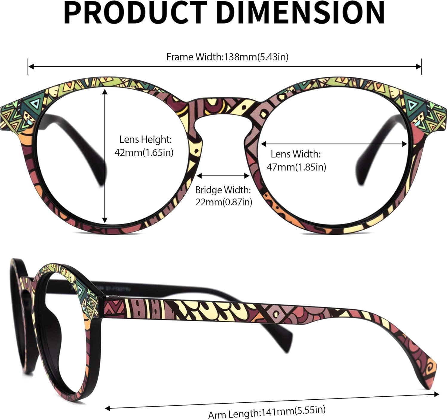 Zeelool Unisex Chic TR90 – Marco redondo para anteojos con lente transparente sin receta Street-Artist ZVFT0271