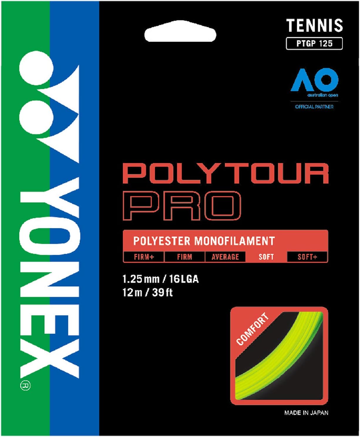 YONEX Polytour Pro 115 18 Gauge Polyester Tennis String Set (Flash Yellow)