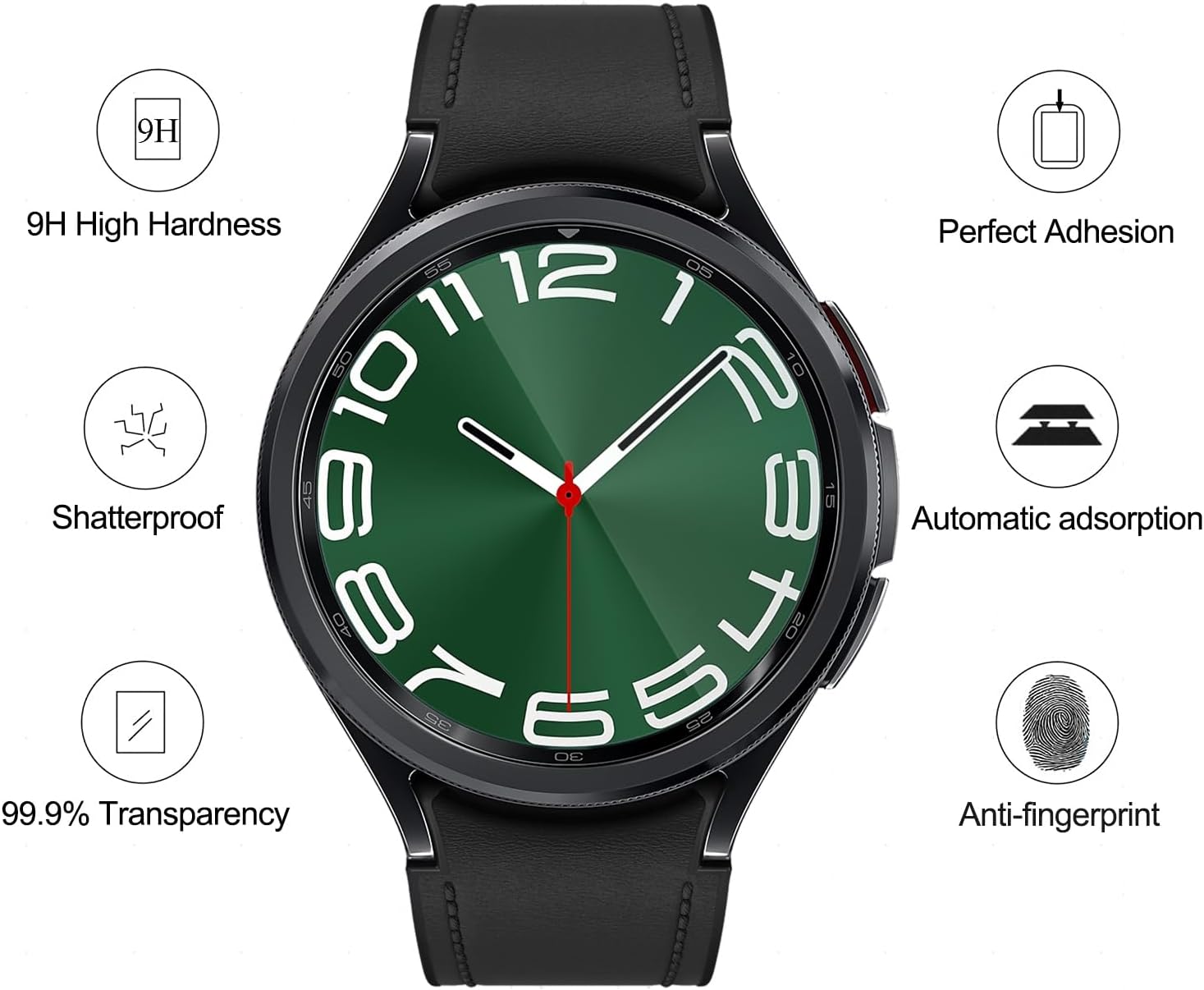 ZPJPPLX – Paquete de 5 protectores de pantalla para Galaxy Watch 6 Classic de 1.732 pulgadas, protector de pantalla de vidrio templado impermeable