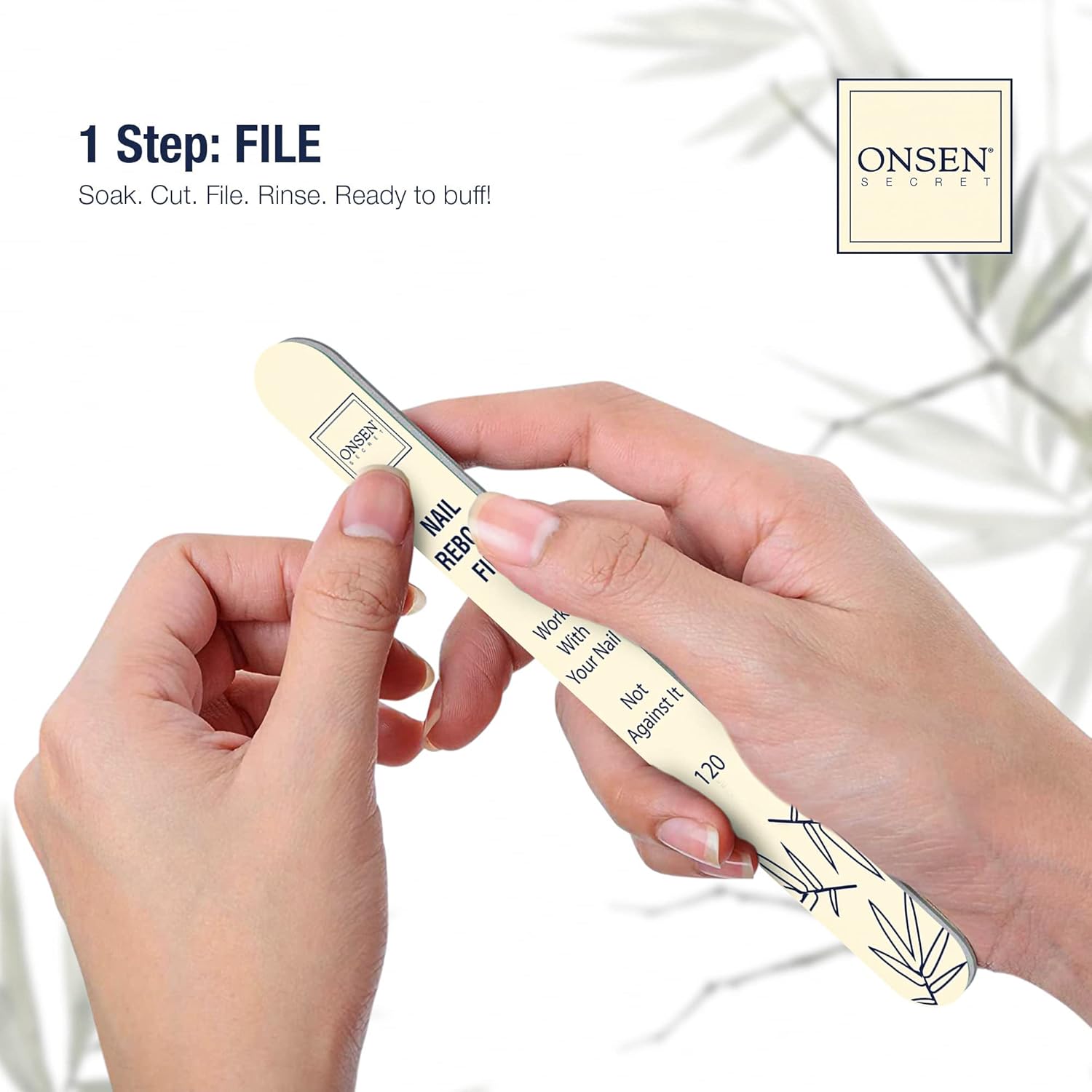 Onsen Secret Kit esencial de reinicio de uñas (aceite) lima de uñas profesional, bloque de pulido de uñas de 3 vías con almohadillas de repuesto