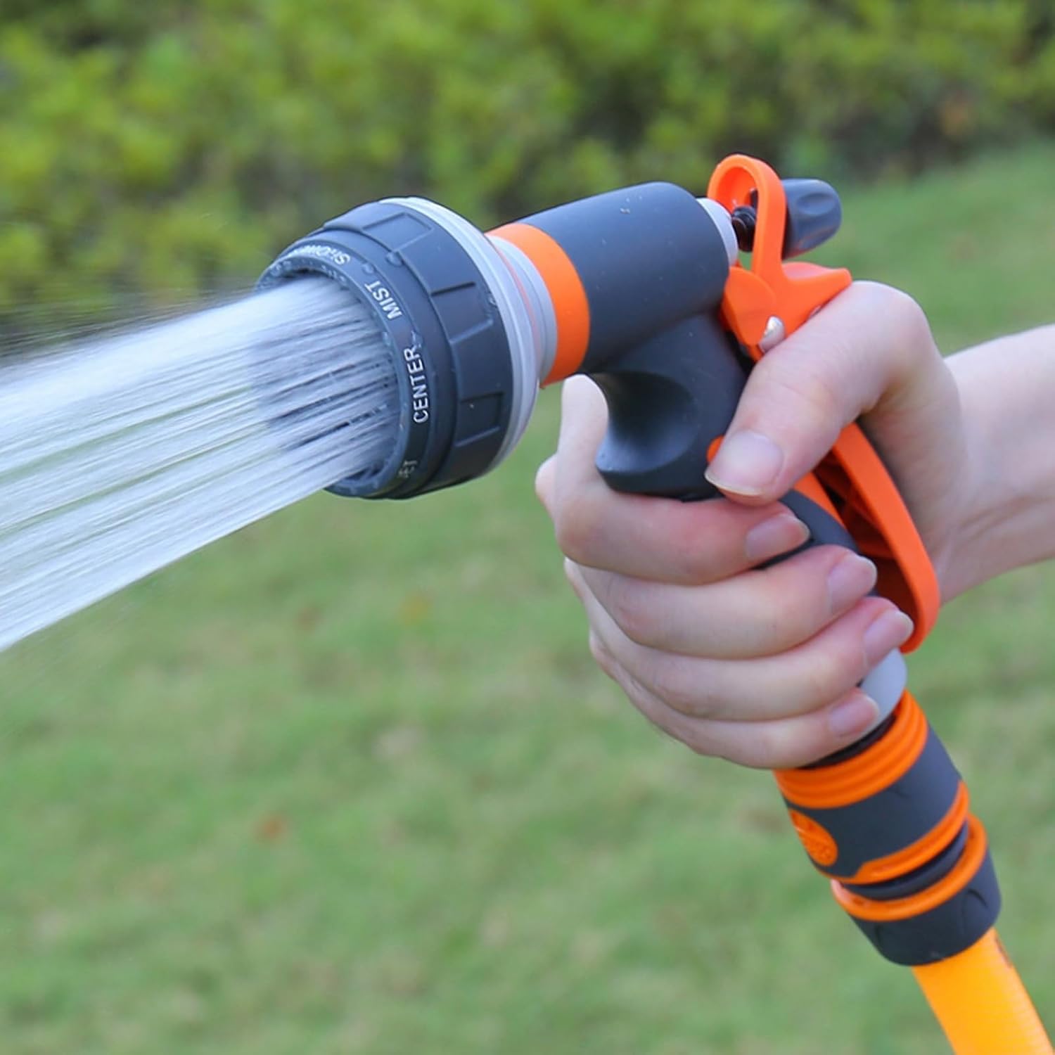 Boquilla de manguera de jardín, boquilla de pulverización de agua resistente con 8 patrones de riego ajustables, rociador de boquilla de manguera de