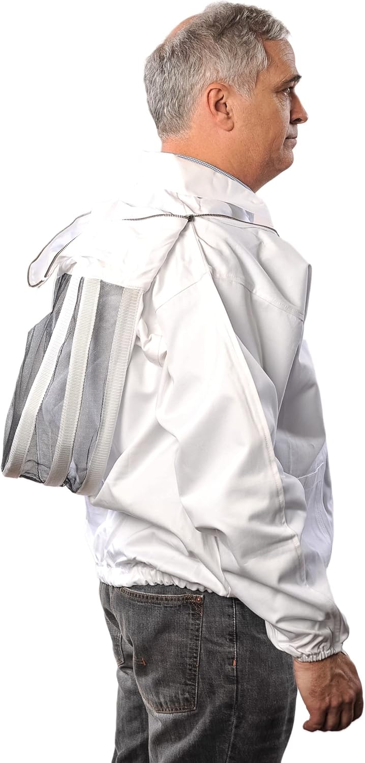 FOREST BEEKEEPING SUPPLY Chaqueta de algodón de alta calidad con capucha de velo de esgrima, chaquetas profesionales de apicultor prémium (mediano)