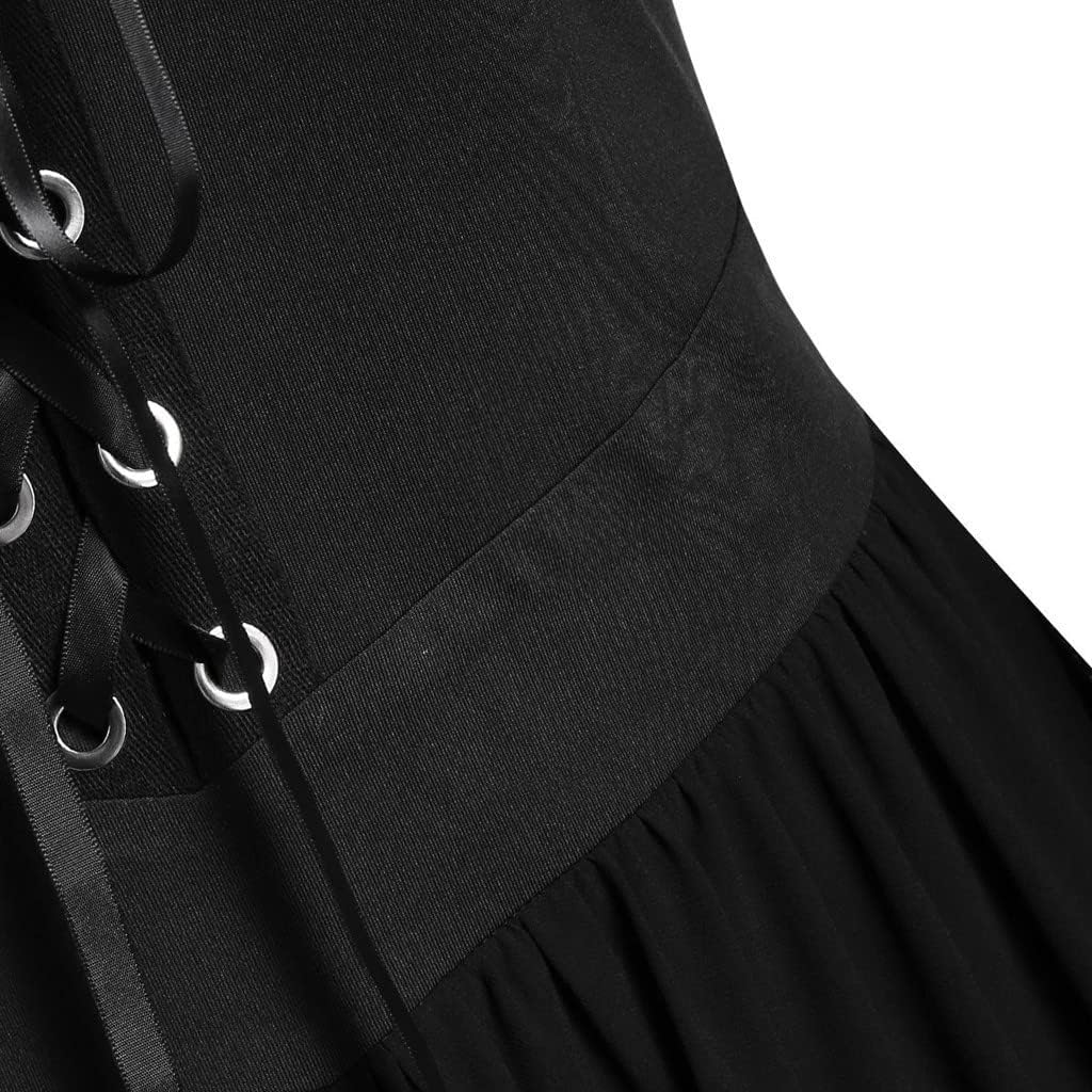 Sinzelimin Vestidos de corsé para mujer, vestido gótico renacentista, vestido de fiesta de Halloween, vestido de banquete, talla grande, manga de