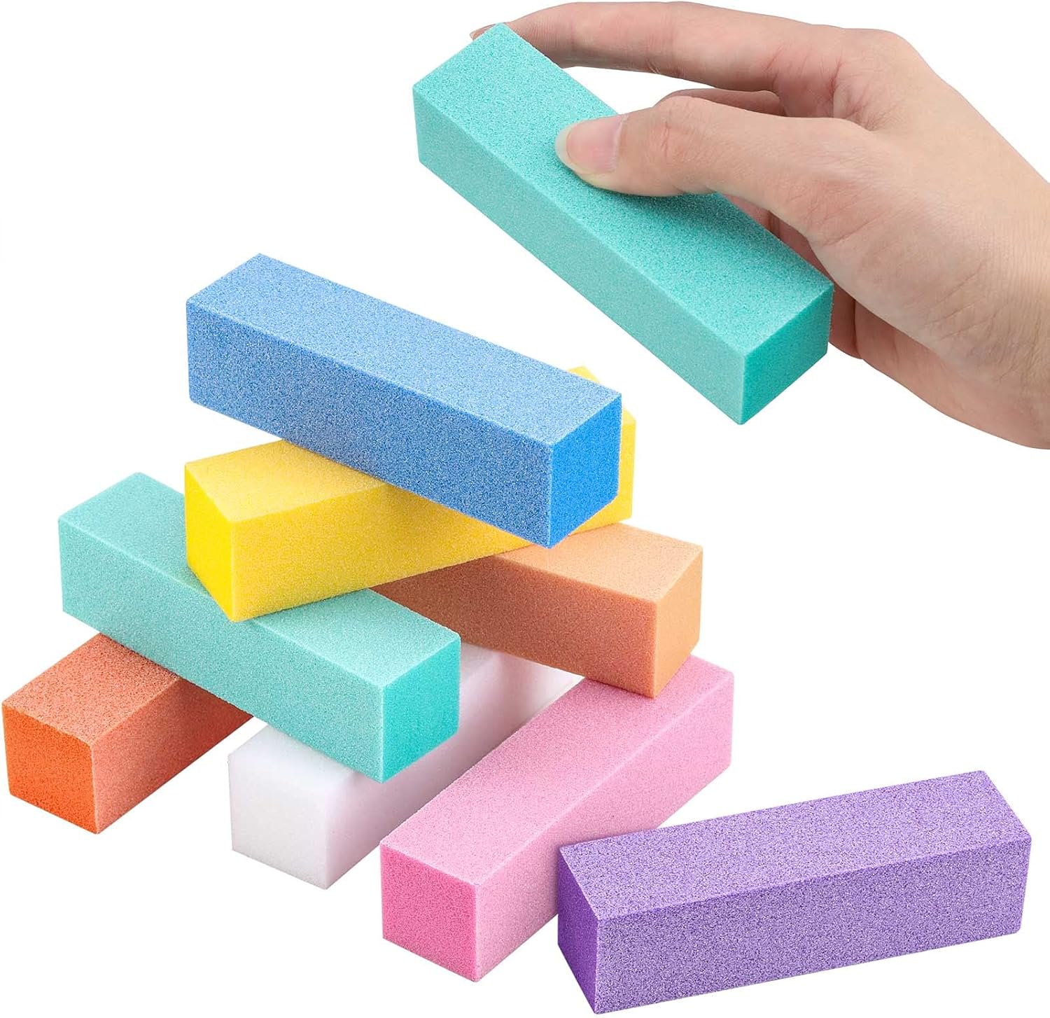 Juego de 18 limas de uñas de grano 100180 y pulidoras de doble cara, limas de uñas ásperas, bloque amortiguador más suave para uñas acrílicas