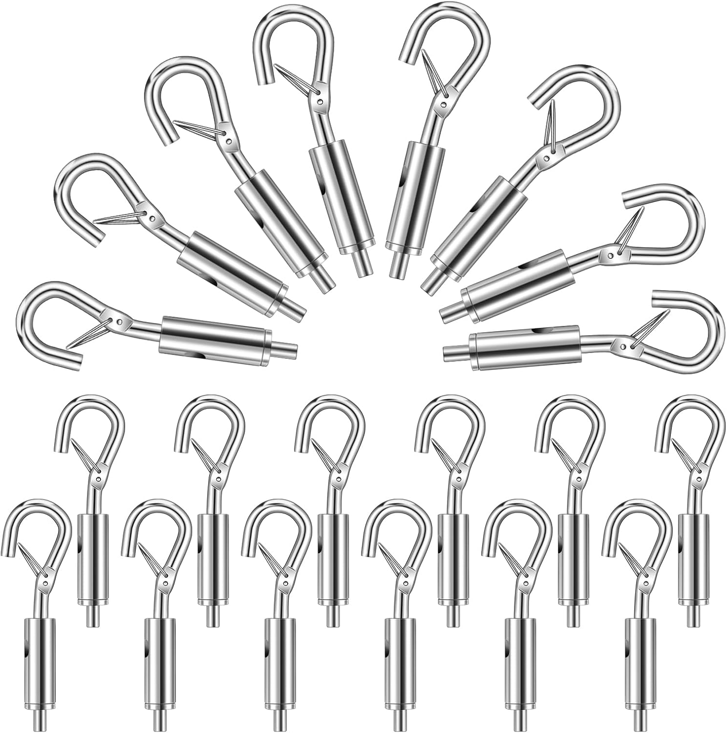 Zonon 20 piezas de tensión de gancho y ojo portátiles para 125-116 galvanizado304316 cuerda de cable de acero inoxidable colgante de luz accesorios