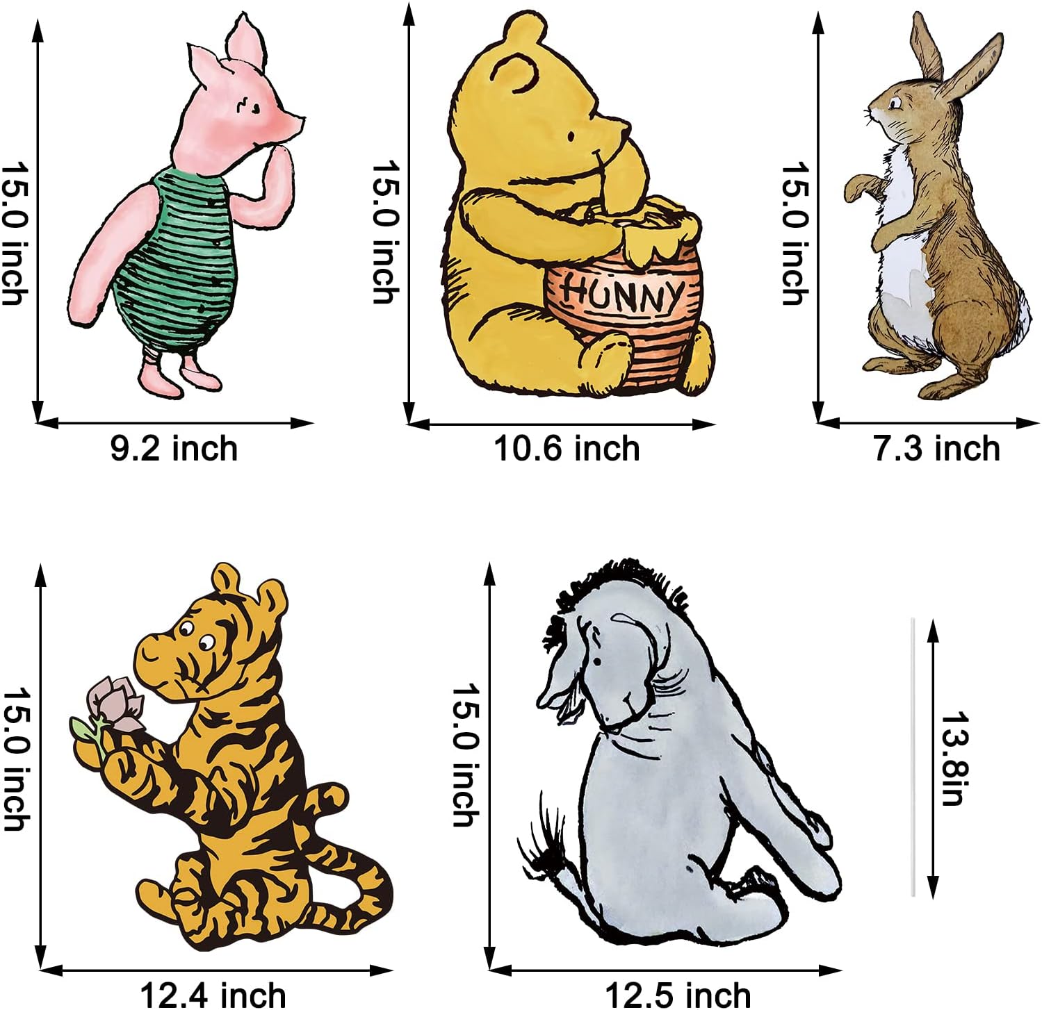 Suministros clásicos de fiesta de Winnie The Pooh, 5 carteles de patio con estacas, decoración de fiesta de césped al aire libre, decoraciones de
