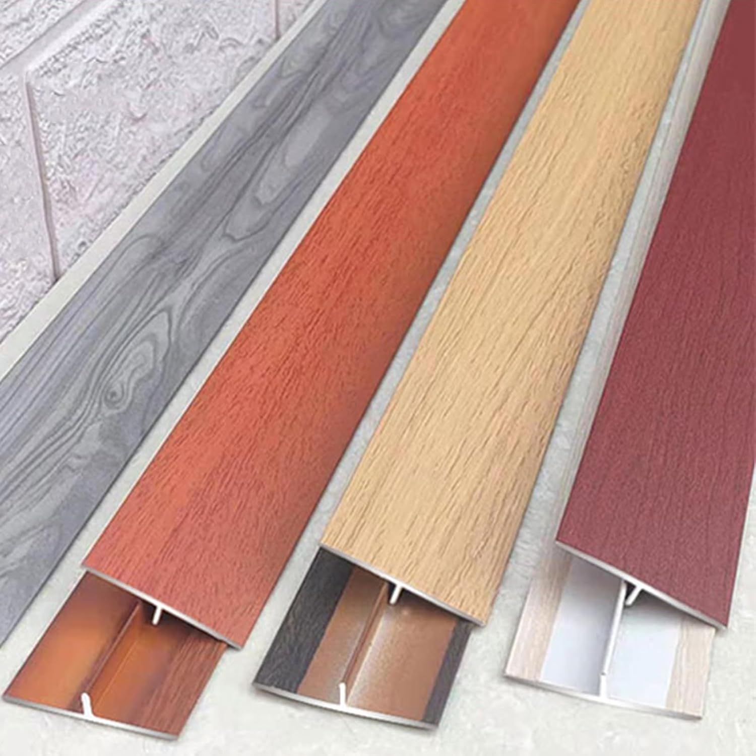 T-Molding – Tiras de transición de imitación de madera, umbral de puerta plana de alfombra a azulejo, borde de umbral autoadhesivo, tira de suelo de
