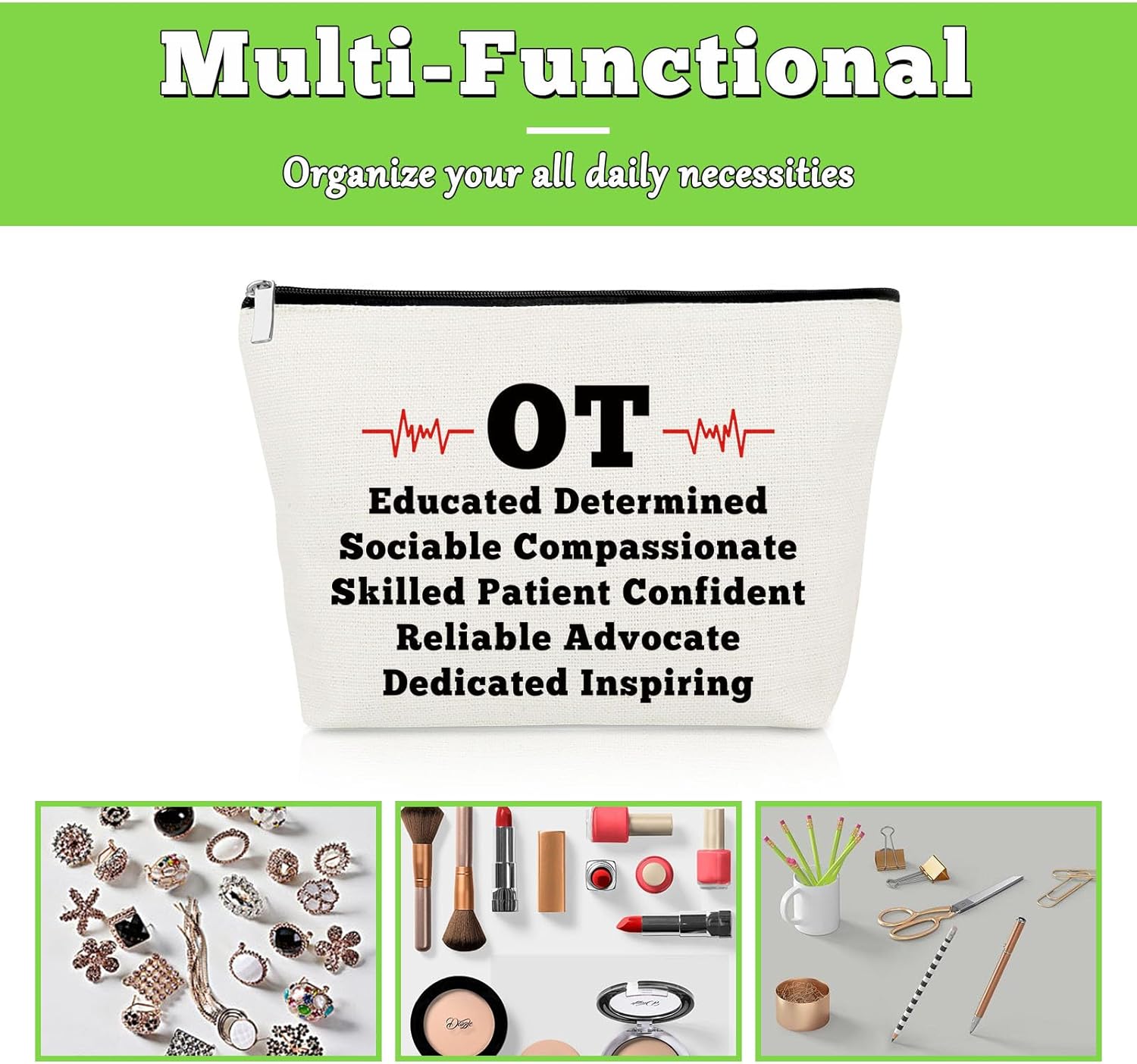 Bolsa de maquillaje para terapeuta ocupacional, regalo de asistente de terapeuta ocupacional, bolsa de cosméticos de agradecimiento para graduación,