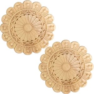 2 apliques de madera de 5.9 pulgadas redondos decorativos tallados en madera y onlays para muebles (redondo 1 5.9 pulgadas) 2 apliques de madera de 5.9 pulgadas redondos decorativos tallados en madera y onlays para muebles (redondo 1 5.9 pulgadas)