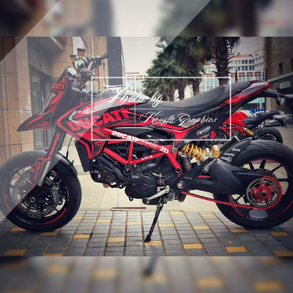 Kungfu Graphics Kit de calcomanías para Ducati Hypermotard Hyperstrada 939 2016 2017 2018, negro y rojo, DCTHYMS1318001-A-KO