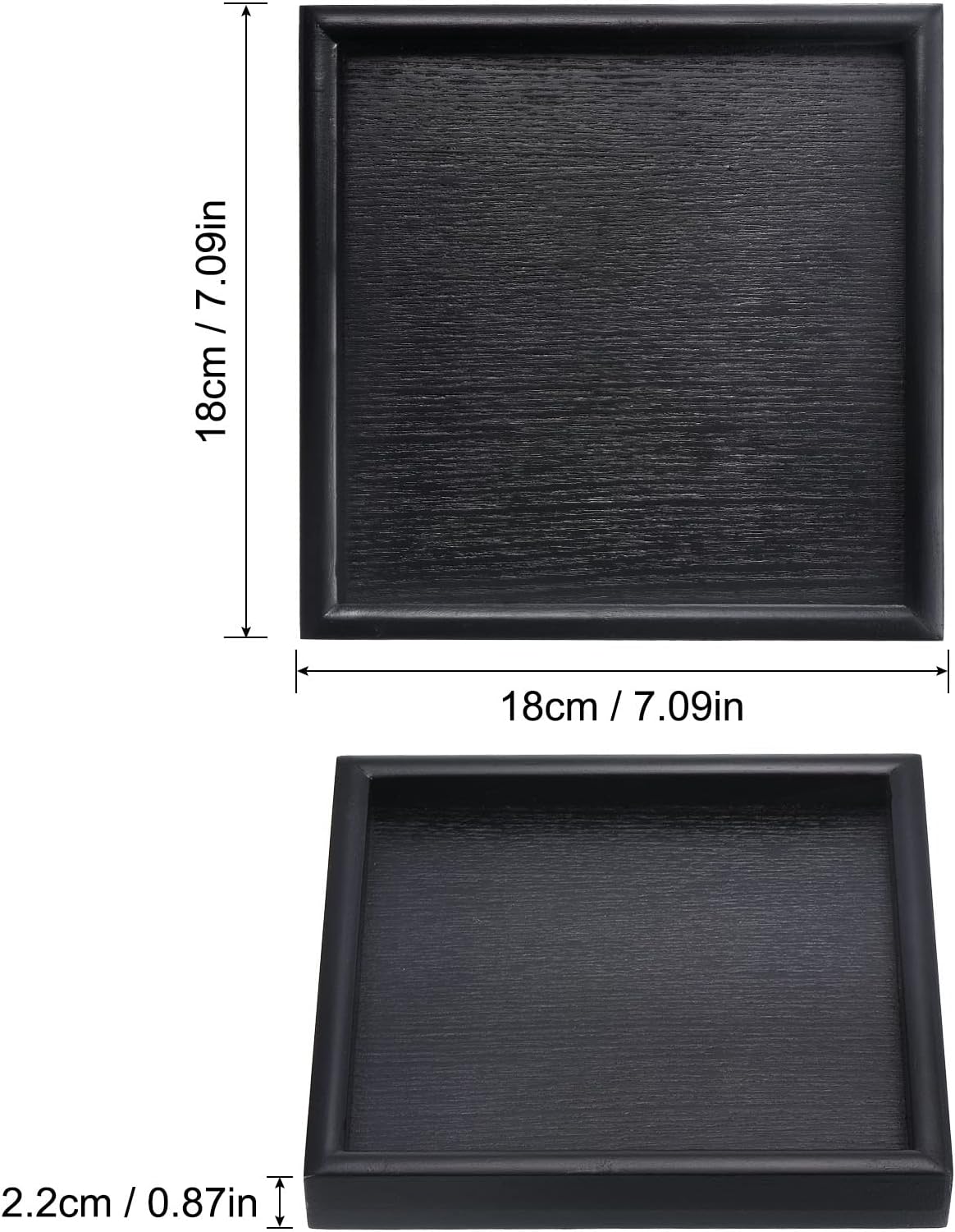 PATIKIL Bandeja de madera para servir de 7 pulgadas, bandeja decorativa cuadrada para decoración del hogar, cocina, mesa, portavelas, color negro