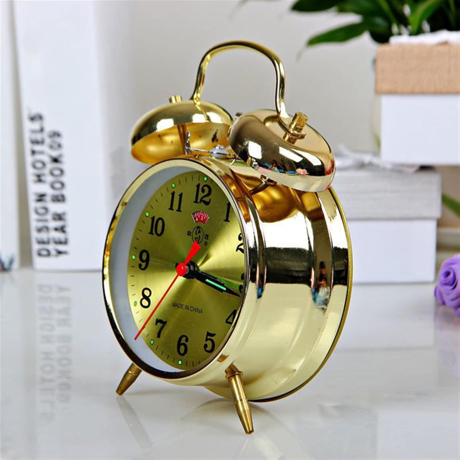 Reloj de mesa Retro Metal Movimiento Creativo Reloj despertador Mecánico Reloj despertador Reloj despertador (Tamaño  4.7 in)