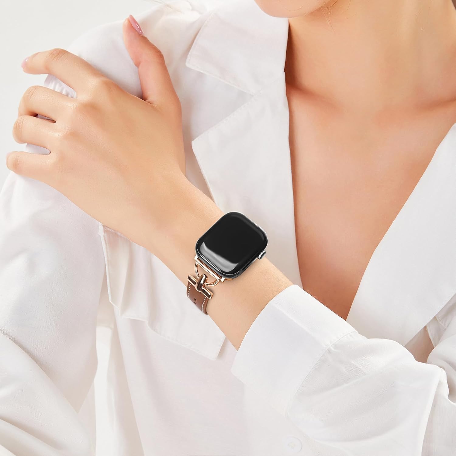 Correas de cuero de diseñador compatibles con Apple Watch Band de 1.49, 1.57, 1.61, 1.65, 1.73, 1.77 y 1.77 pulgadas, correa de cuero elegante y