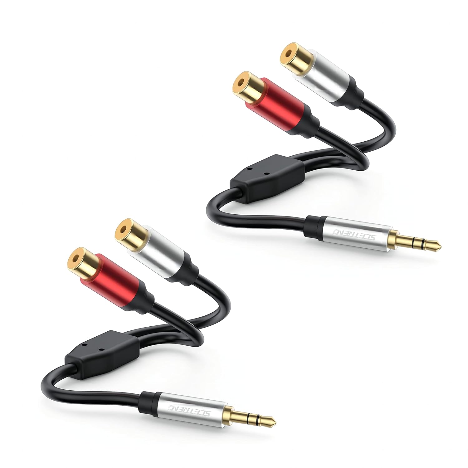 RCA hembra a 0.138 in macho 1 pie 2 unidades, 0.138 in Aux a 2 RCA hembra Y, cable de audio estéreo chapado en oro, compatible con altavoz estéreo,
