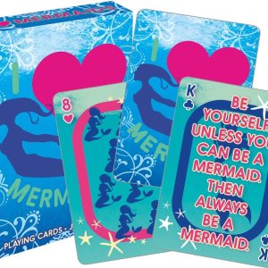 AQUARIUS I Heart Mermaids – Baraja de cartas con temática de sirena para tus juegos de cartas favoritos, tamaño póquer con acabado de lino AQUARIUS I Heart Mermaids – Baraja de cartas con temática de sirena para tus juegos de cartas favoritos, tamaño póquer con acabado de lino