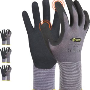 JKSafety Sandy MicroFoam – Guantes de trabajo de seguridad de nitrilo con capacidad para pantalla táctil, 3 pares de guantes de trabajo ligeros, JKSafety Sandy MicroFoam – Guantes de trabajo de seguridad de nitrilo con capacidad para pantalla táctil, 3 pares de guantes de trabajo ligeros,
