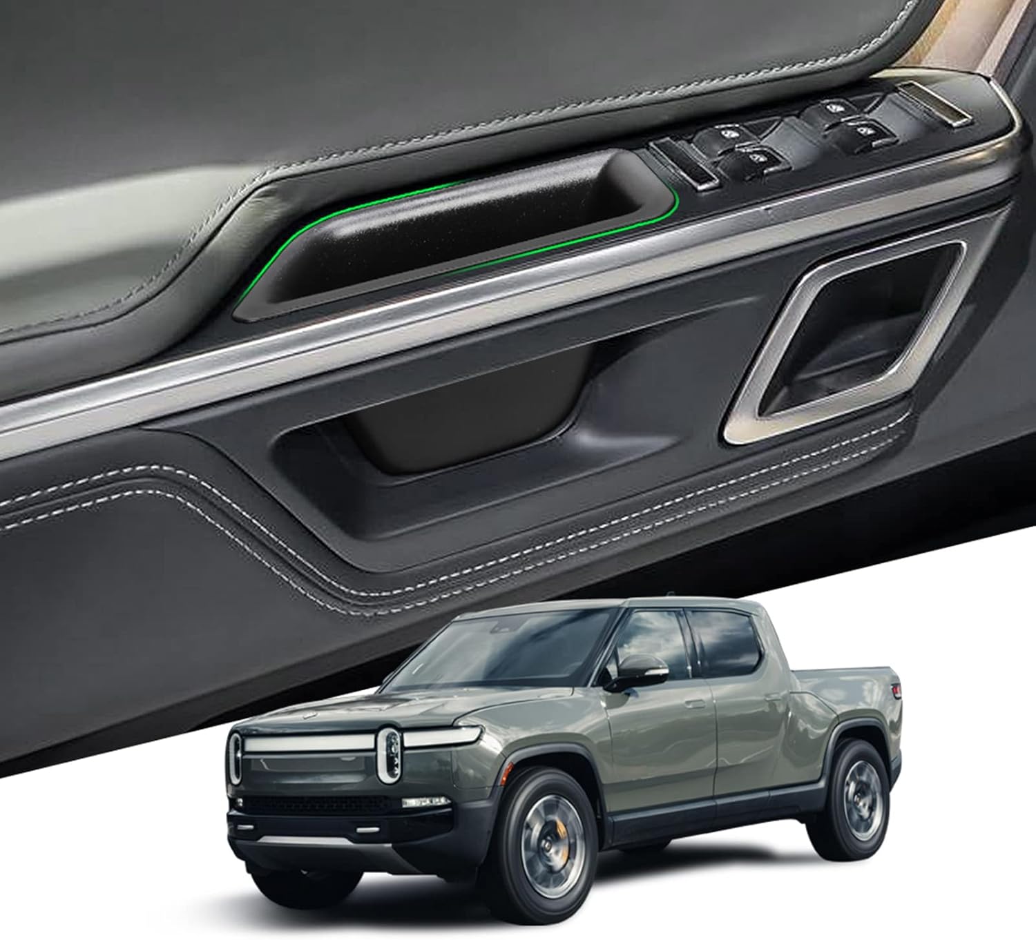Jaronx Bandeja organizadora lateral de puerta RIVIAN 2022 2023 2024, caja de almacenamiento para puerta delantera para RIVIAN R1SRIVIAN R1T