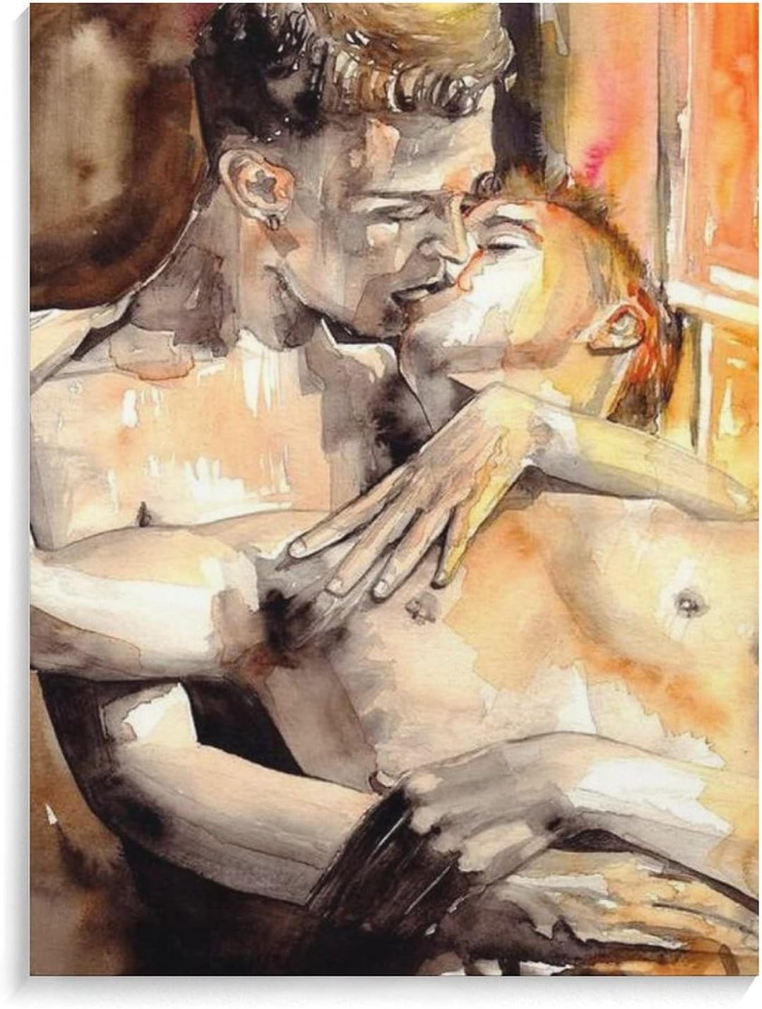 Póster de hombre gay, pintura al óleo abstracta, póster de personaje masculino, póster de hombre besándose, lienzo, pósteres artísticos, cuadros,