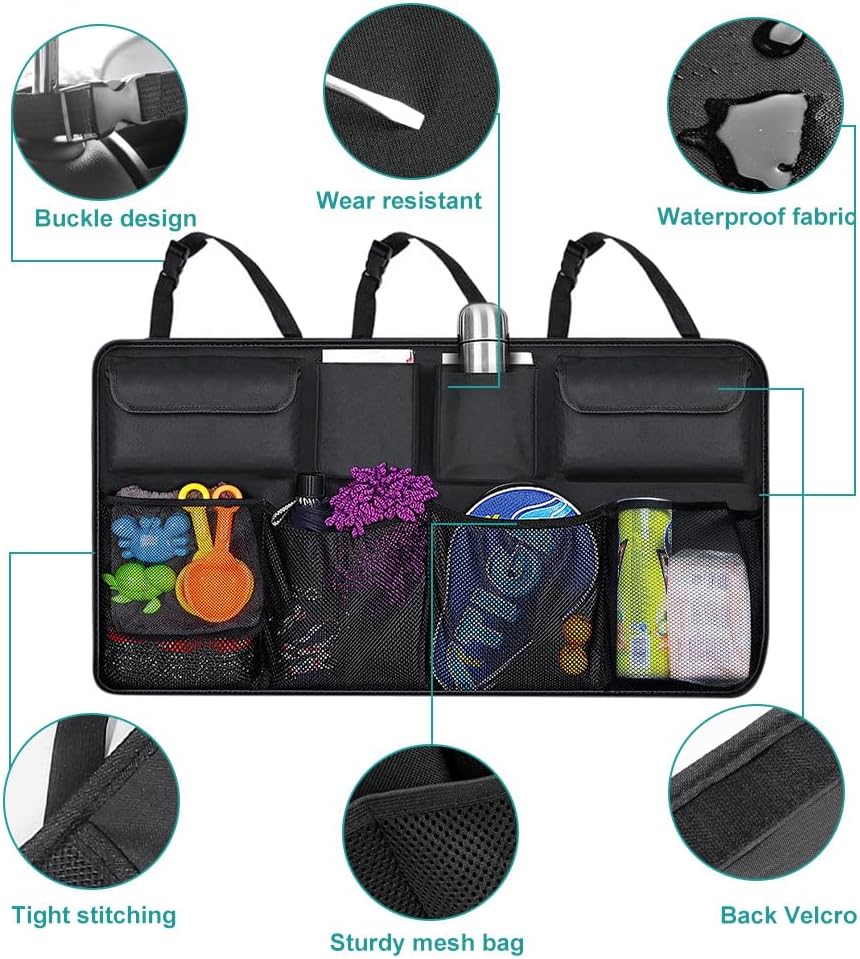 LIYISHUO Organizador universal para maletero de automóvil, organizador colgante para asiento trasero, organizador de almacenamiento de automóvil con