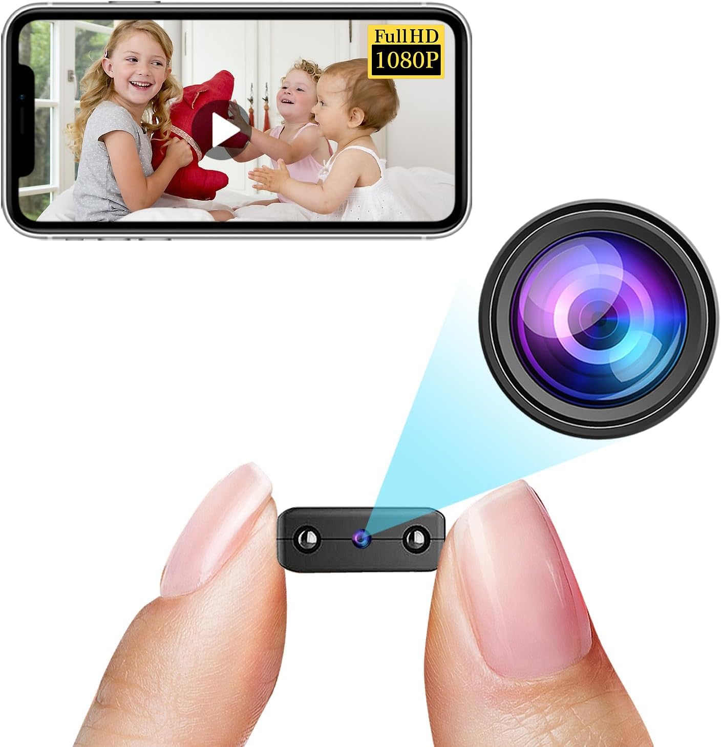 Cámara espía más pequeña, mini cámara inalámbrica, detector de cámara espía oculta, monitor de bebé HD1080P, cámara para mascotas con visión