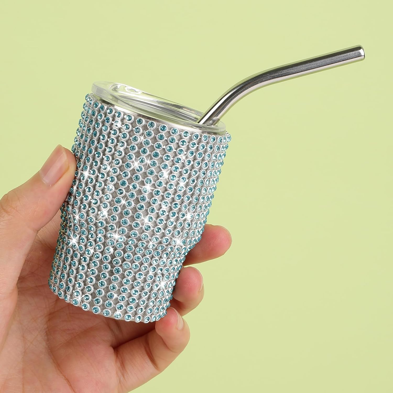 Bling Mini vaso de chupito, vaso de chupito de 3 onzas, vaso de chupito de diamante con pajilla, vaso de chupito pequeño con purpurina para servir