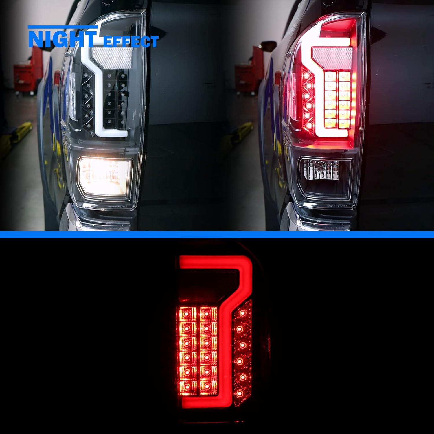 WOLFSTORM Luz trasera LED para Toyota Tacoma 2016-2023, montaje de repuesto de luz trasera Toyota Tacoma 2016-2013, 1 par (lente transparente)