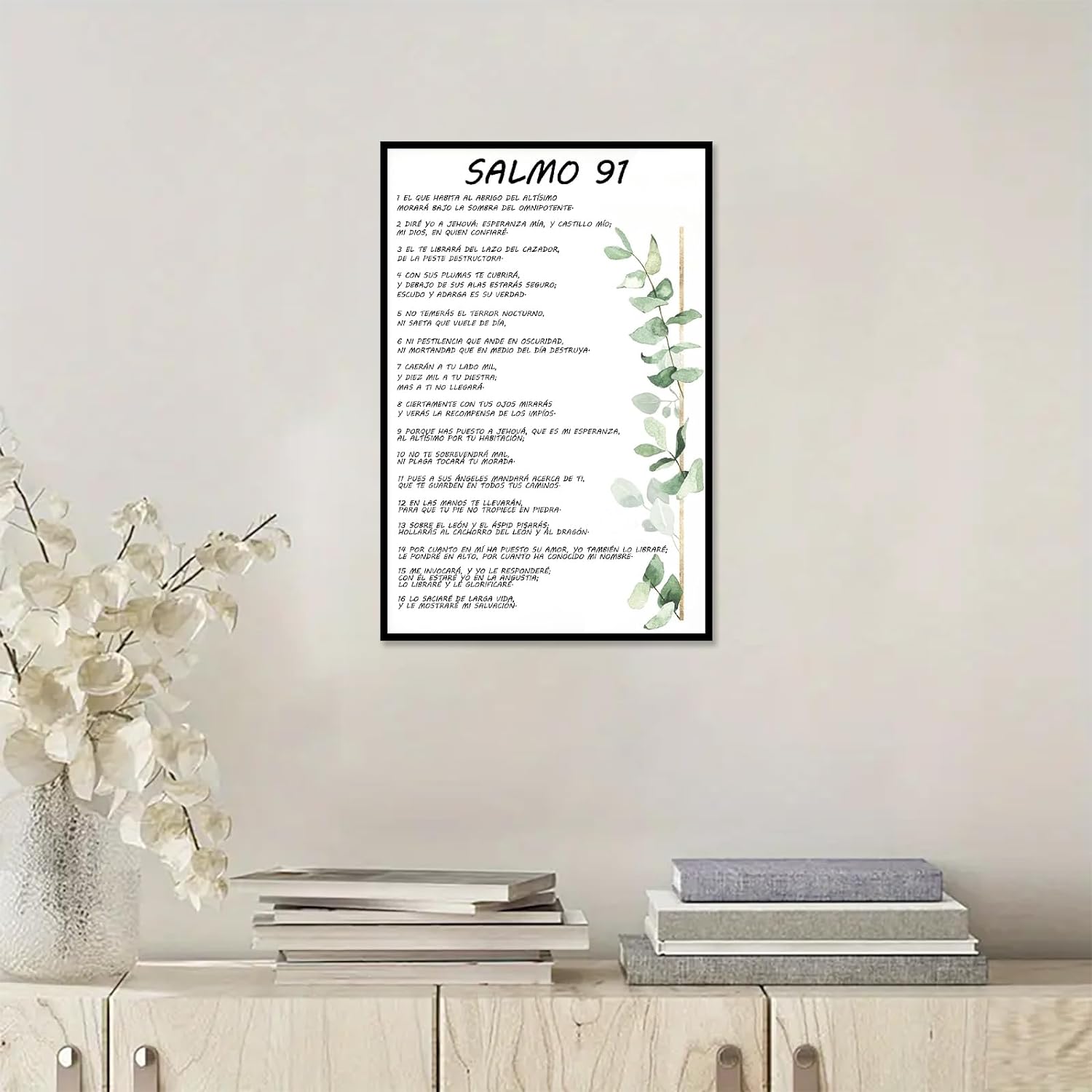 Salmo 91 En Español Para Pared Versículo de la Biblia Arte de Pared Escritura Escritura Enmarcado Salmo bíblico 91 Pintura en lienzo Sala de oración