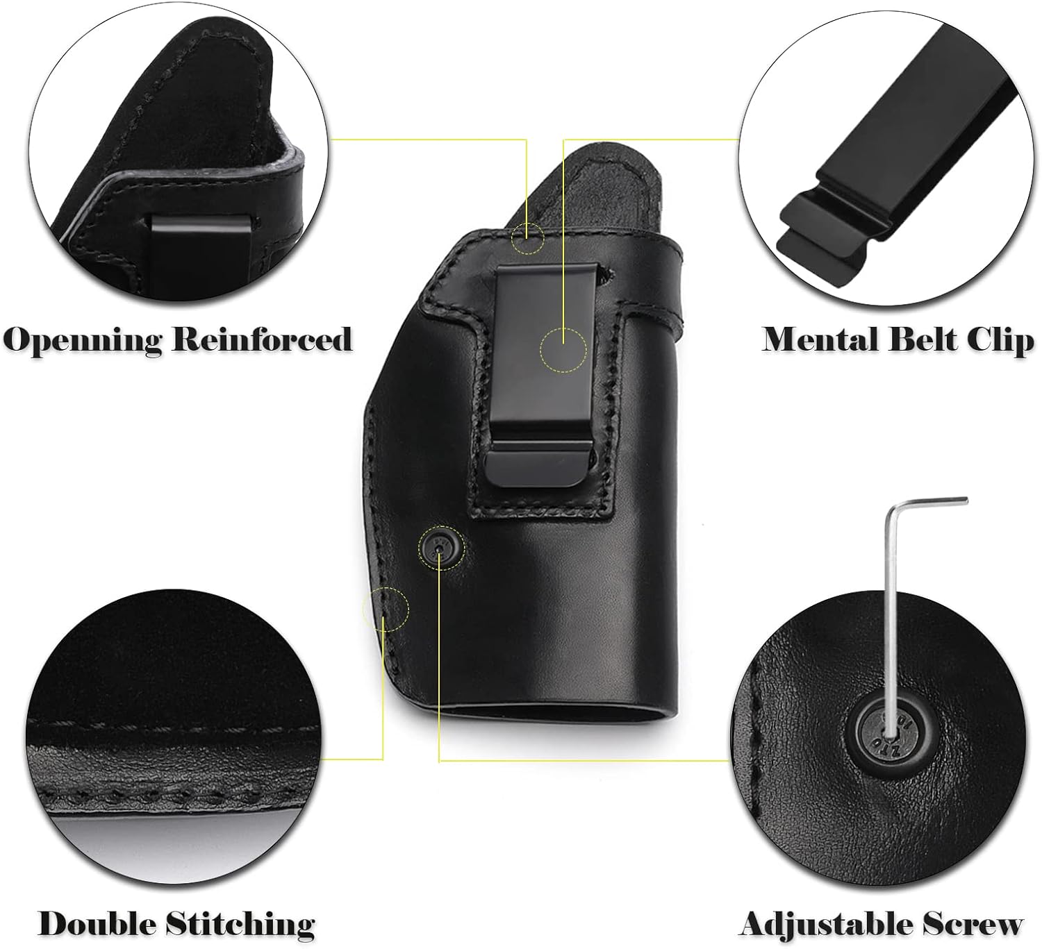Funda de cuero IWB para transporte oculto compatible con Glock 171922314243Taurus G2CG3CG3M&P Shield 0.354inSig Sauer P226P229SP2022P320