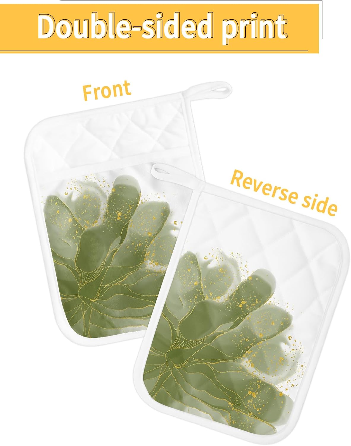 Juego de 2 agarraderas de tela de rizo antideslizante y aislante de calor con bolsillo, guantes gruesos para horno, posavasos para hornear, estilo
