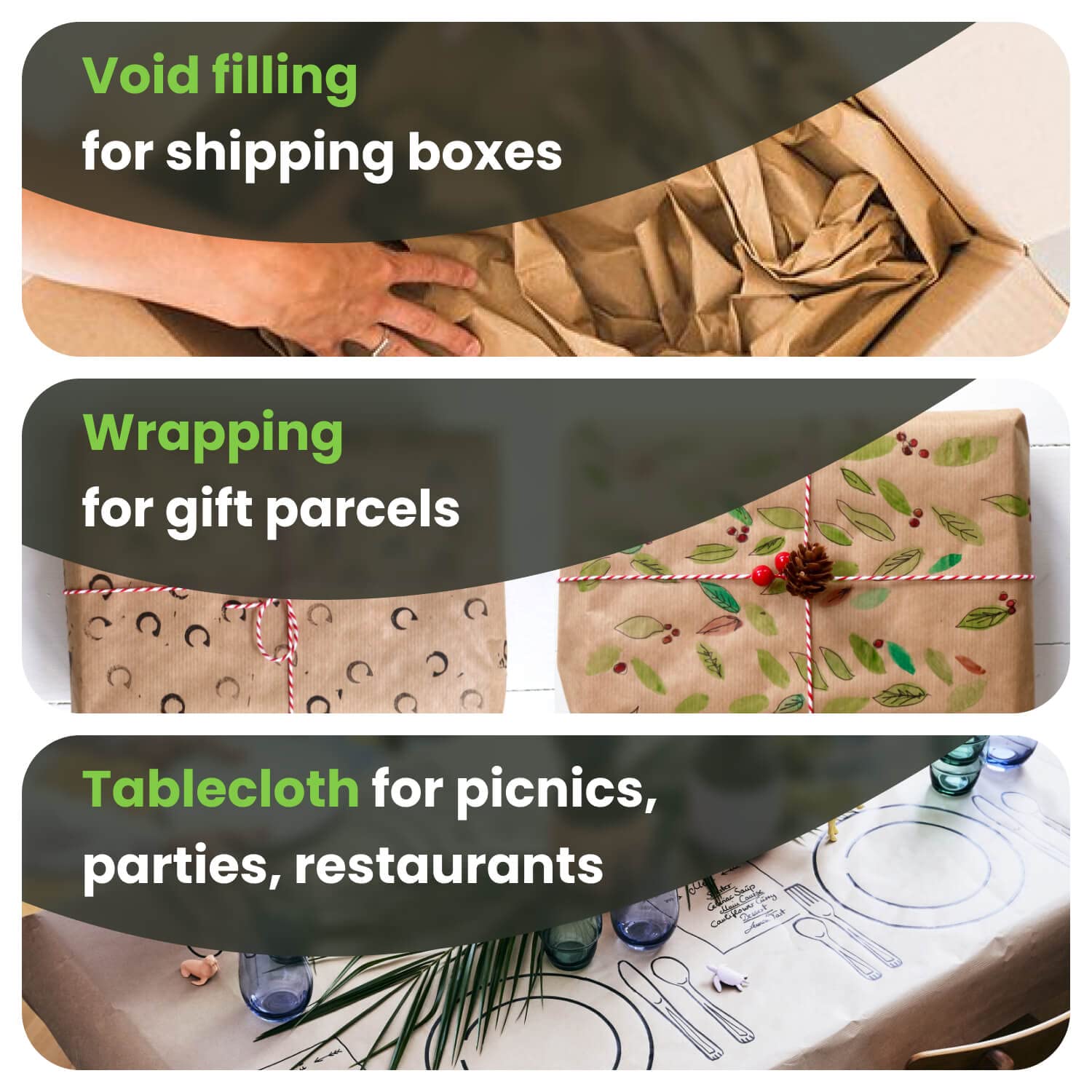 IDL Packaging – KP-181200 Rollo de papel Kraft marrón grande de 18 pulgadas x 1200 pies – Papel de embalaje Kraft natural para embalaje – Papel