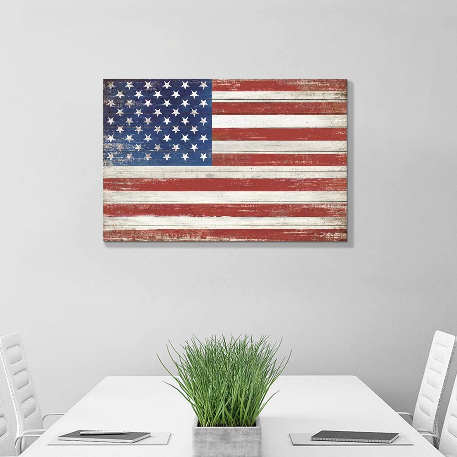 Lienzo decorativo para pared, diseño de bandera de Estados Unidos, diseño de estrellas y rayas, para sala de estar, oficina (36 x 24 pulgadas)