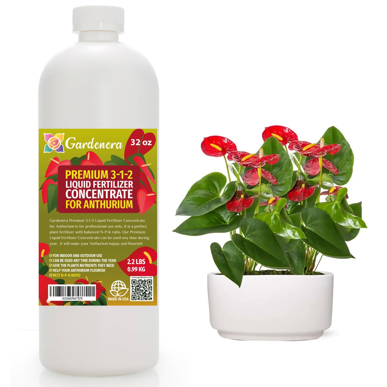 Fertilizante líquido prémium para plantas de anturio, concentrado 3-1-2 para plantas y flores de interior, alimento orgánico para plantas de