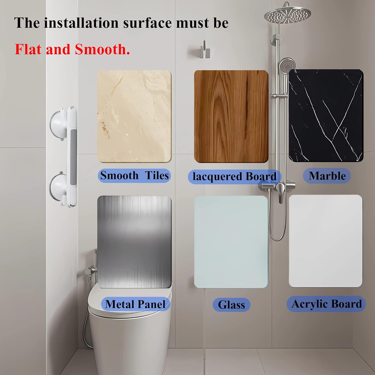 Grab Bars for Bathtubs and Showers,12 inch Shower Handle,Non-Slip Handrail Safety Grip for Seniors No Drilling,Grab Bars for Elderly for Wall,Shower