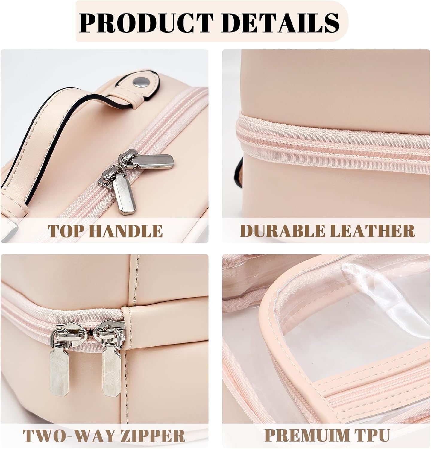 Neceser de viaje, bolsa de maquillaje transparente de doble cara, organizador de cosméticos de maquillaje, bolsa de aseo transparente impermeable