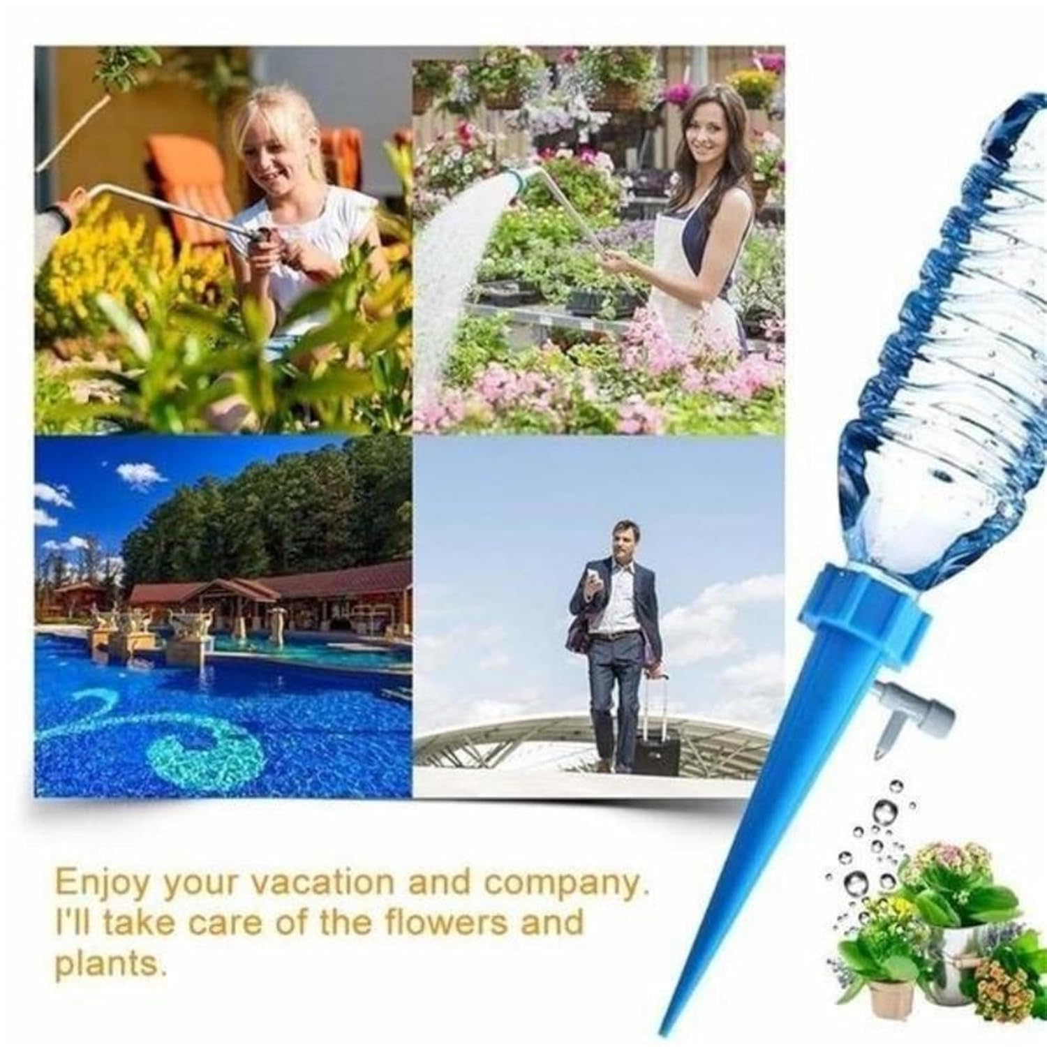 Paquete de 10 picos de riego automático para plantas, dispositivos de riego automático con interruptor de válvula de control ajustable, herramientas
