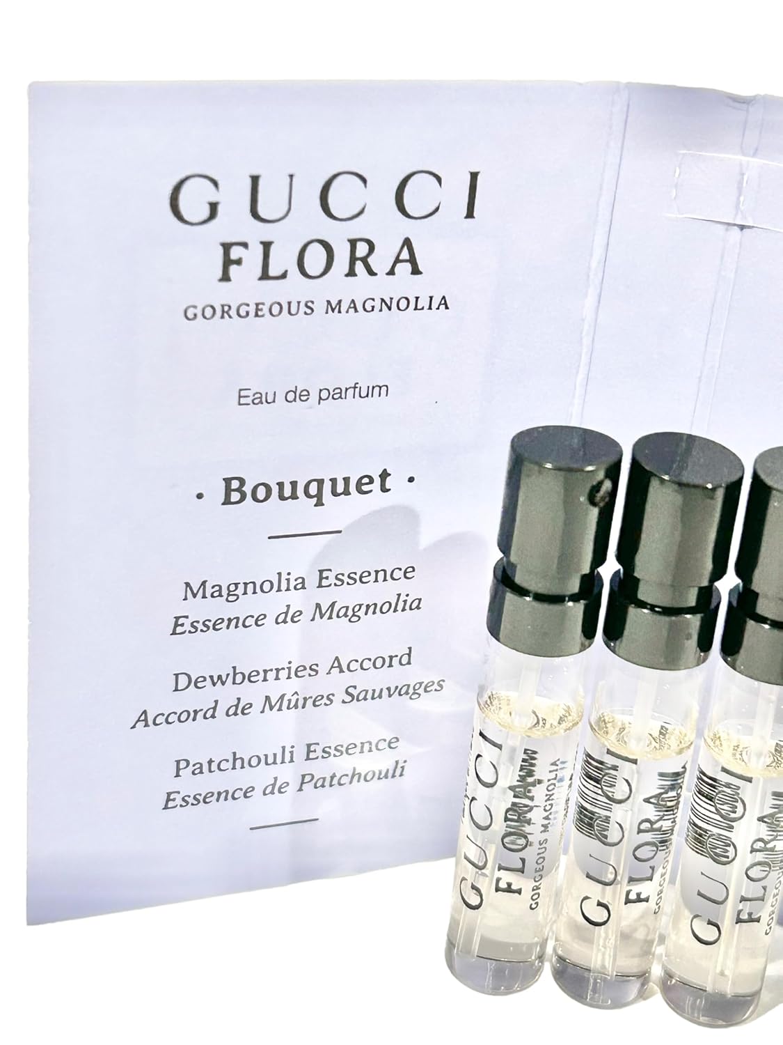 Gucci Flora Gorgeous Magnolia Muestra Perfume Mujer EDP Spray 0.1 fl oz  0.05 oz – Juego de 3
