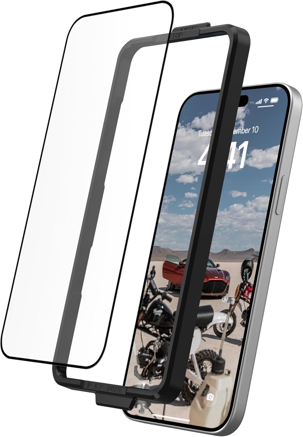 URBAN ARMOR GEAR UAG – Funda diseñada para iPhone 15 Plus de 6.7 pulgadas, paquete de hielo de plasma con protector de pantalla UAG Glass Shield