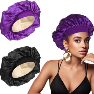 SWEET VIEW 2 gorros de seda, envoltura de seda para dormir, gorro de satén suave y cómodo SWEET VIEW 2 gorros de seda, envoltura de seda para dormir, gorro de satén suave y cómodo