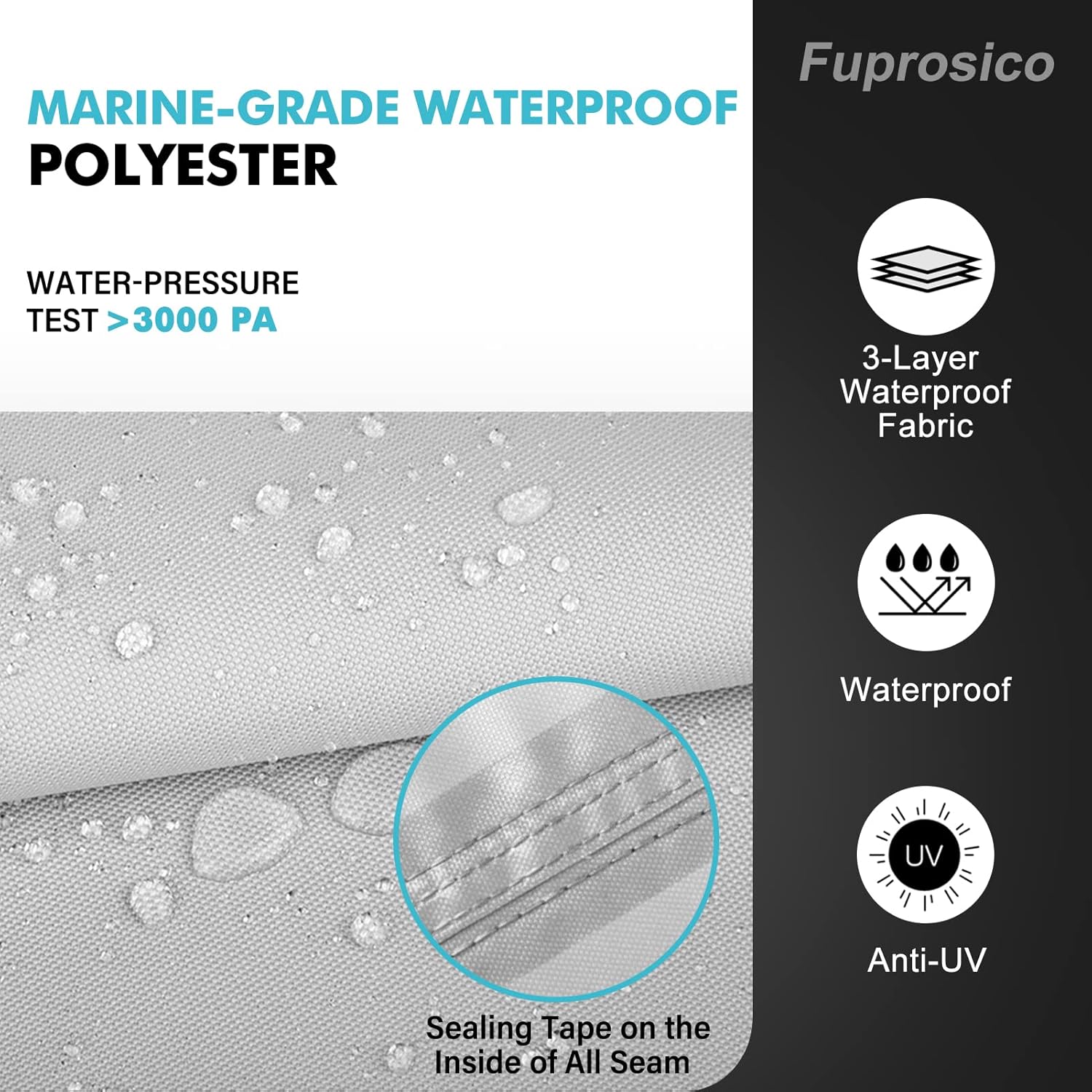 Jon – Funda para barco de 18 pies, 600D resistente al agua, remolcable con cubierta de motor, lona de grado marino, color gris