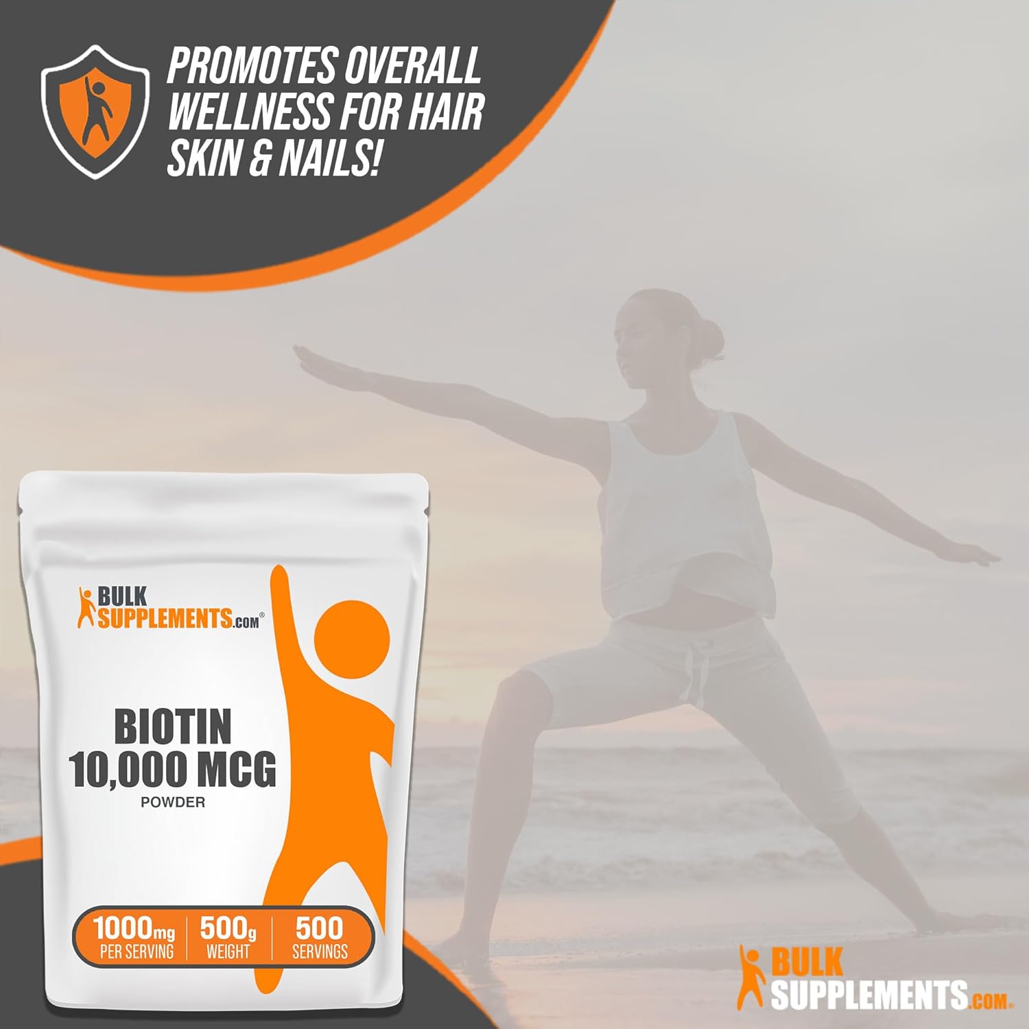 BulkSupplements.com Biotin 10000mcg Polvo – Polvo de biotina, suplemento de biotina, vitaminas de biotina para el cabello, la piel y las uñas, sin