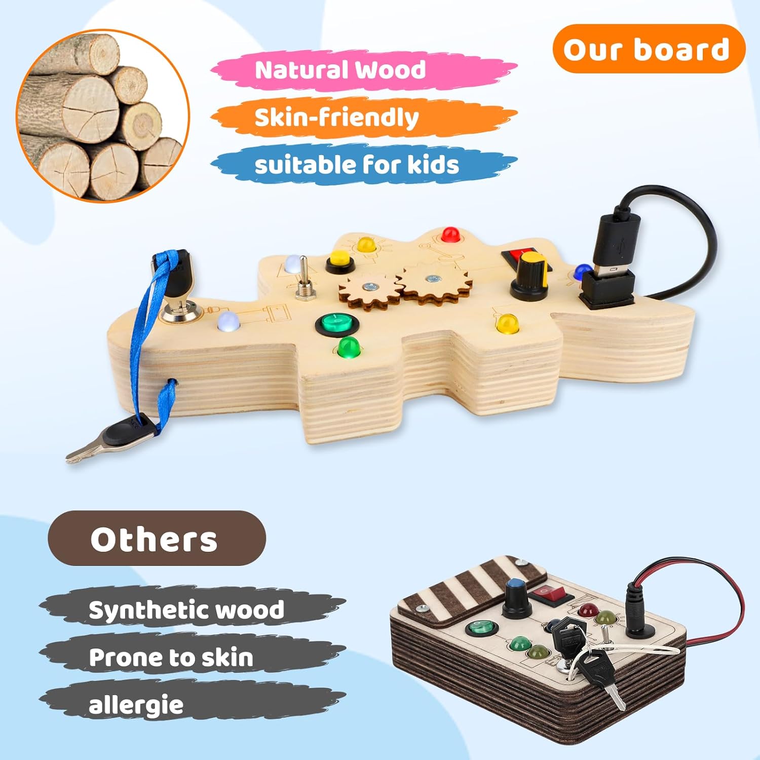 Montessori – Tablero de actividades de viaje de madera para bebés de 1, 2, 3, 4 años, aprendizaje temprano, dinosaurio de madera sensorial con