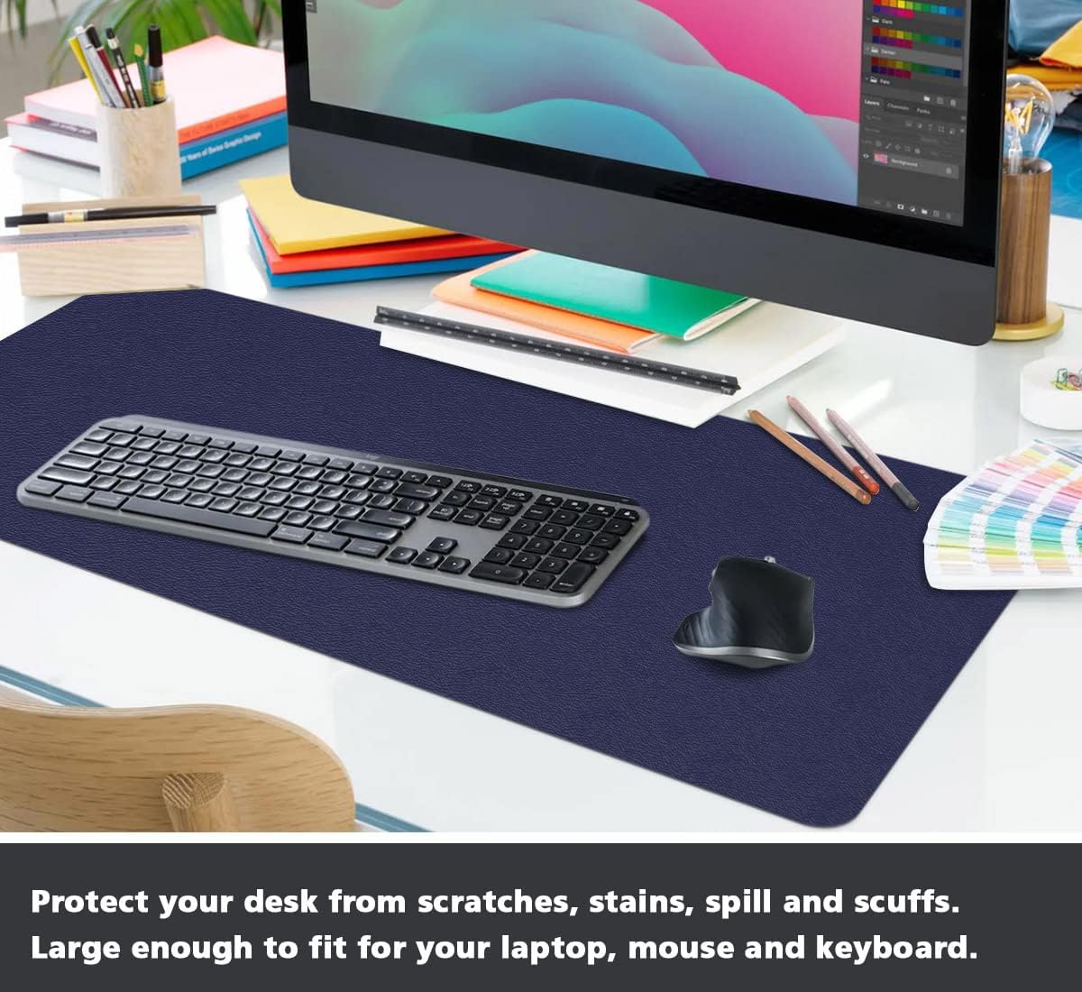 ProValley Alfombrilla antideslizante de piel de PVC impermeable para escritorio, protector para mesa de escritorio en la parte superior de los
