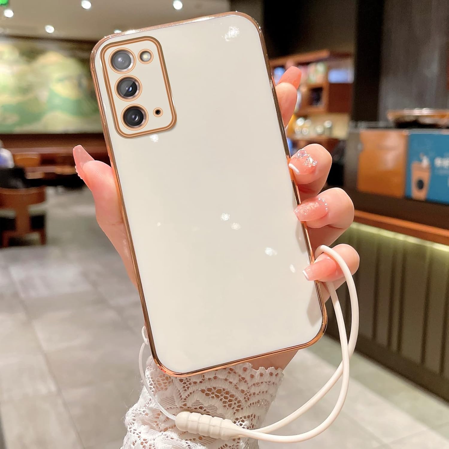 Funda para Note 20, funda para Galaxy Note 20 para mujer, galvanoplastia, de lujo, estética, moderna, bonita, de cámara completa, protección de TPU