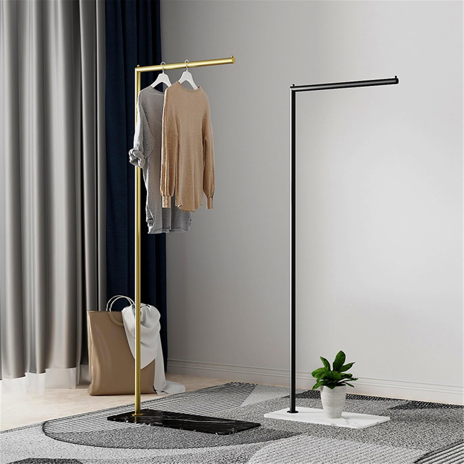 Coat Display Stand, Tall Metal Clothing Rack Garment Racks Clothing Rail With Marble Base Slim Bedroom Hanging Rack For Corner